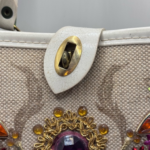 Vintage Enid Collin’s style Handbag Jeweled Garden Purse  Bucket Bag Floral - Picture 9 of 16